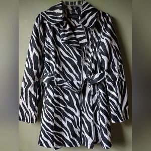 BRAND NEW Black Rivet Zebra Print Trench Coat with Belt